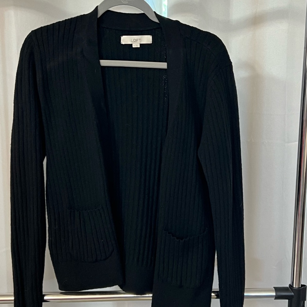 LOFT Women's Black Open-Front Cardigan